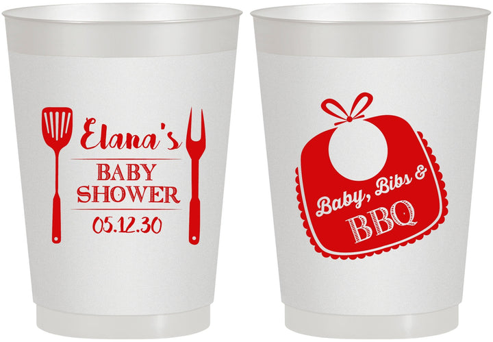 Personalized Baby Shower 10 oz Frosted Cups - Beers Bbq Babies | 90114