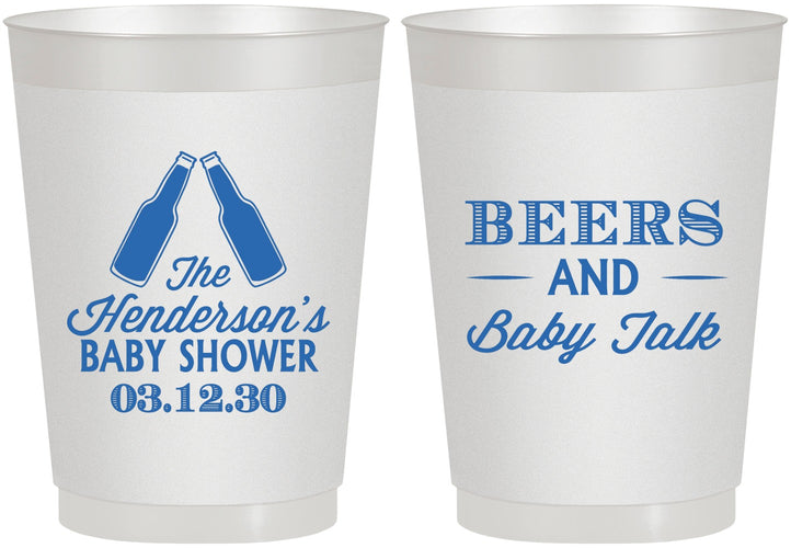 Personalized Baby Shower 10 oz Frosted Cups - Beers And Baby Talk | 90117