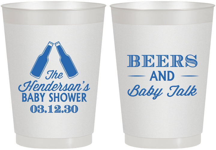 Personalized Baby Shower 10 oz Frosted Cups - Beers And Baby Talk | 90117