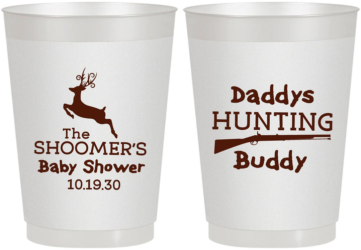 Personalized Baby Shower 10 oz Frosted Cups - Hunting Deer | 90118