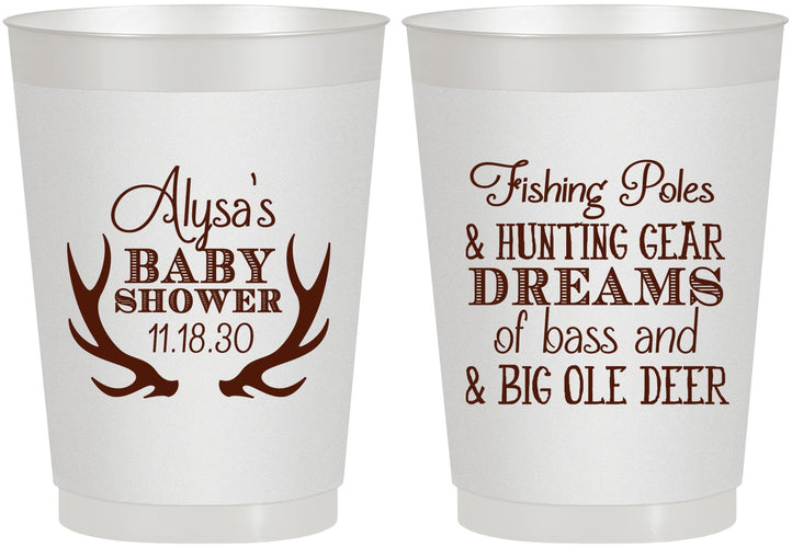 Personalized Baby Shower 10 oz Frosted Cups - Bass Deer | 90120