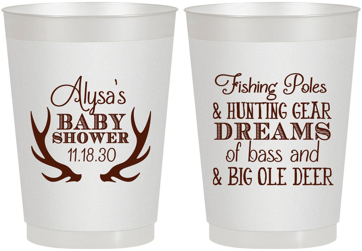 Personalized Baby Shower 10 oz Frosted Cups - Bass Deer | 90120