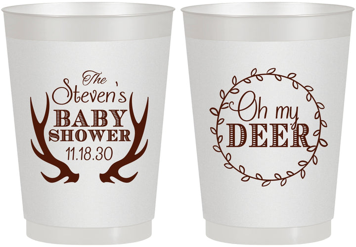 Personalized Baby Shower 10 oz Frosted Cups - Oh My Deer Christmas | 90121