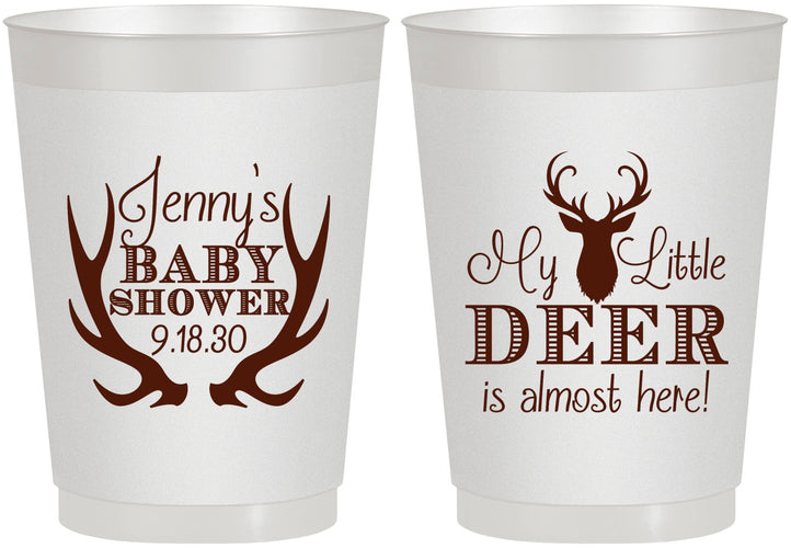 Personalized Baby Shower 10 oz Frosted Cups - My Little Deer | 90124