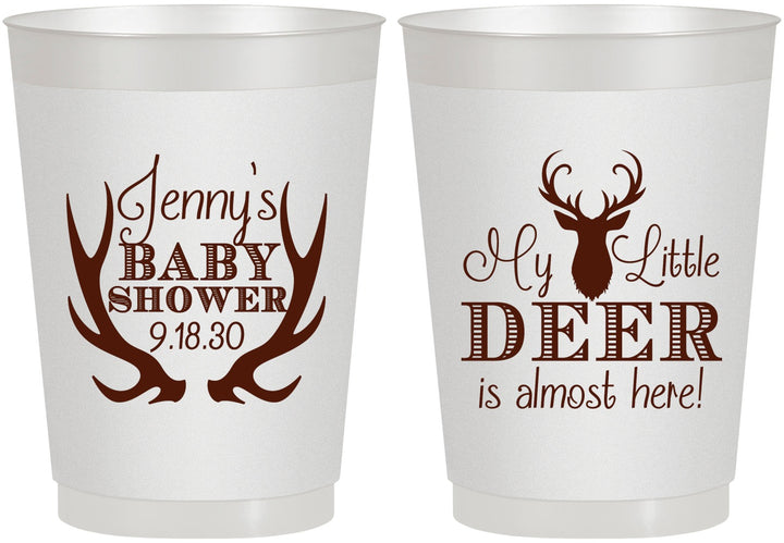 Personalized Baby Shower 10 oz Frosted Cups - My Little Deer | 90124