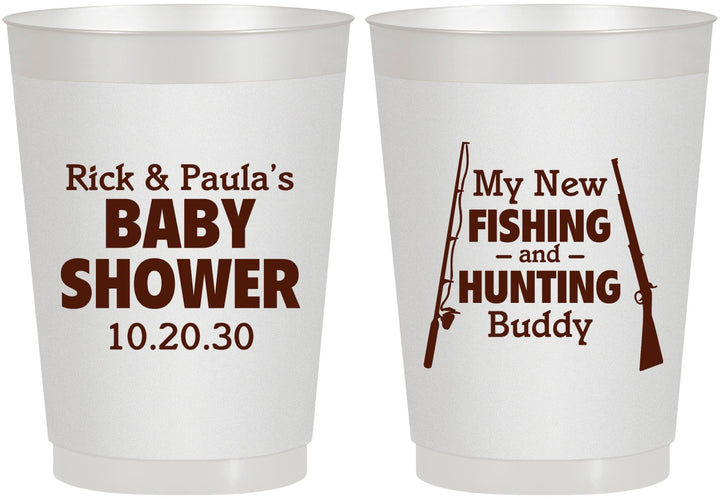 Personalized Baby Shower 10 oz Frosted Cups - Fishing Hunting | 90126