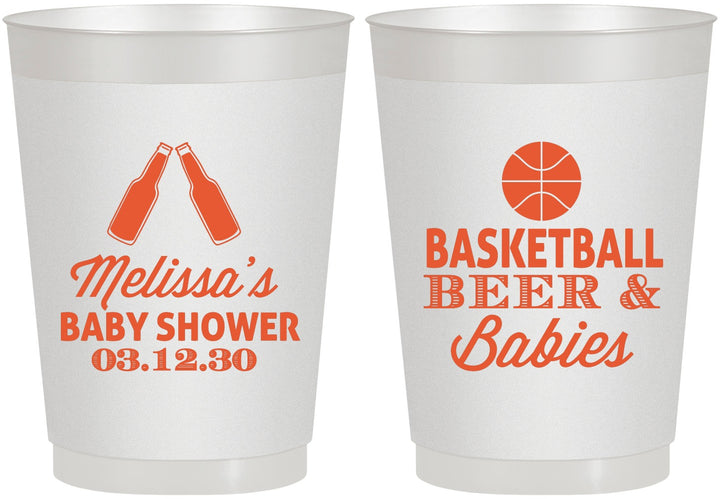 Personalized Baby Shower 10 oz Frosted Cups - Basketball Beer Babies | 90134