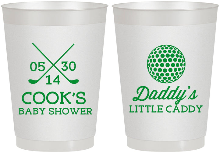 Personalized Baby Shower 10 oz Frosted Cups - Golf Little Caddy | 90135
