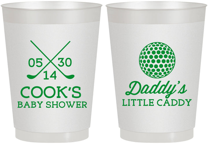 Personalized Baby Shower 10 oz Frosted Cups - Golf Little Caddy | 90135