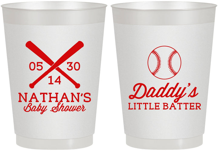 Personalized Baby Shower 10 oz Frosted Cups - Baseball Little Batter | 90136