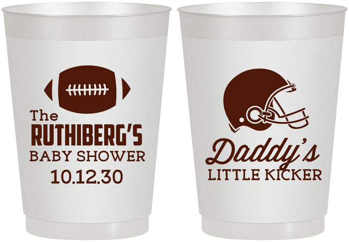 Personalized Baby Shower 10 oz Frosted Cups - Football Little Kicker | 90139