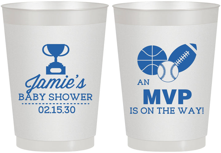 Personalized Baby Shower 10 oz Frosted Cups - Sports Mvp | 90141