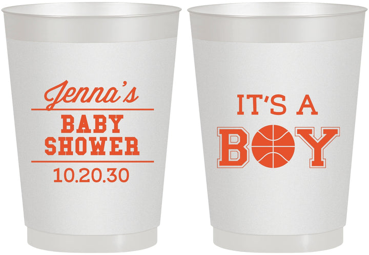 Personalized Baby Shower 10 oz Frosted Cups - Basketball Its A Boy | 90144