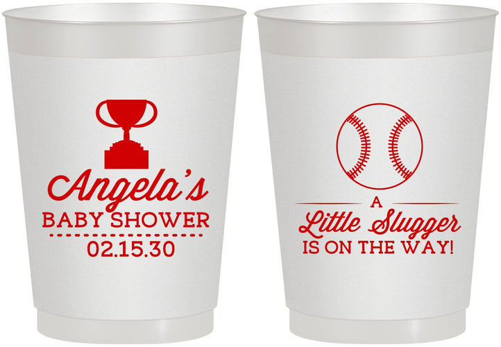 Personalized Baby Shower 10 oz Frosted Cups - Baseball Little Slugger | 90145
