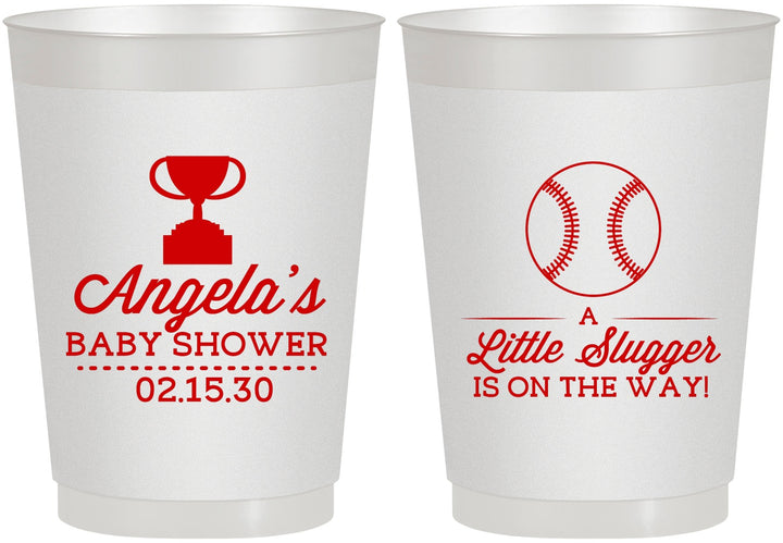 Personalized Baby Shower 10 oz Frosted Cups - Baseball Little Slugger | 90145
