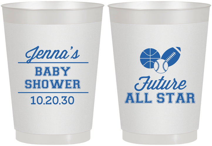 Personalized Baby Shower 10 oz Frosted Cups - Future All Star | 90146