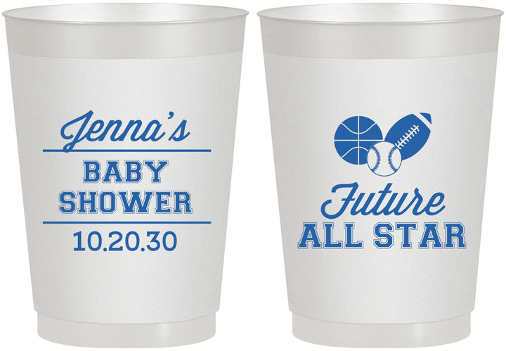 Personalized Baby Shower 10 oz Frosted Cups - Future All Star | 90146