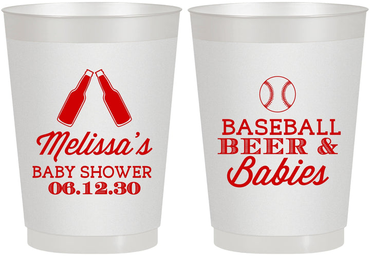 Personalized Baby Shower 10 oz Frosted Cups - Baseball Beer Diapers | 90149