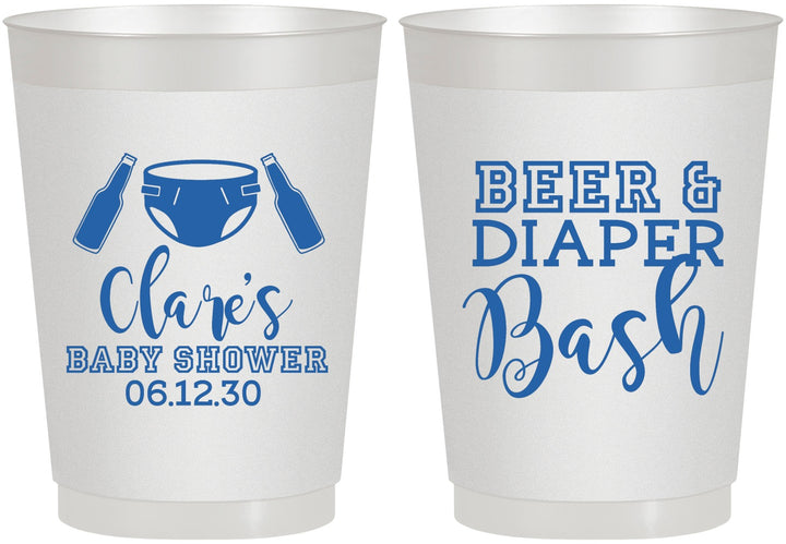 Personalized Baby Shower 10 oz Frosted Cups - Beer Diapers Bash | 90151