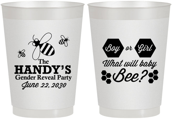 Personalized Baby Shower 10 oz Frosted Cups - Gender Reveal Bee | 90152