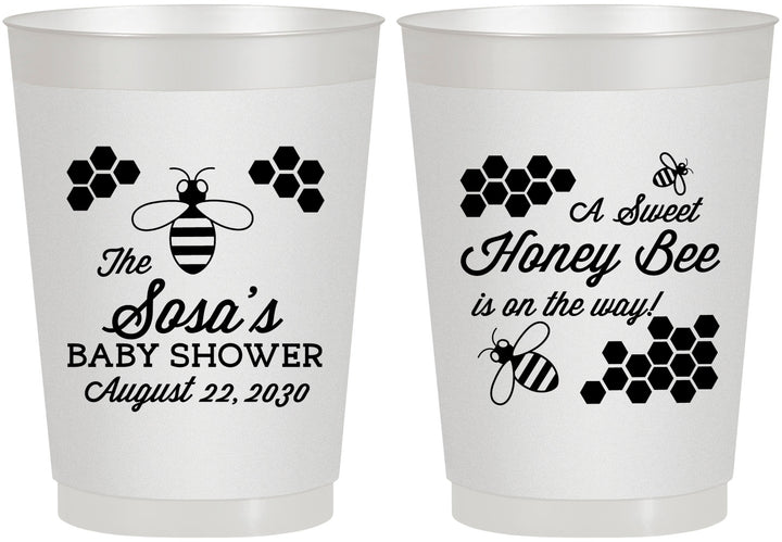 Personalized Baby Shower 10 oz Frosted Cups - Honey Bee | 90154
