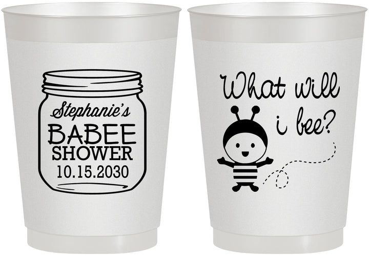 Personalized Baby Shower 10 oz Frosted Cups - What Will I Bee | 90156