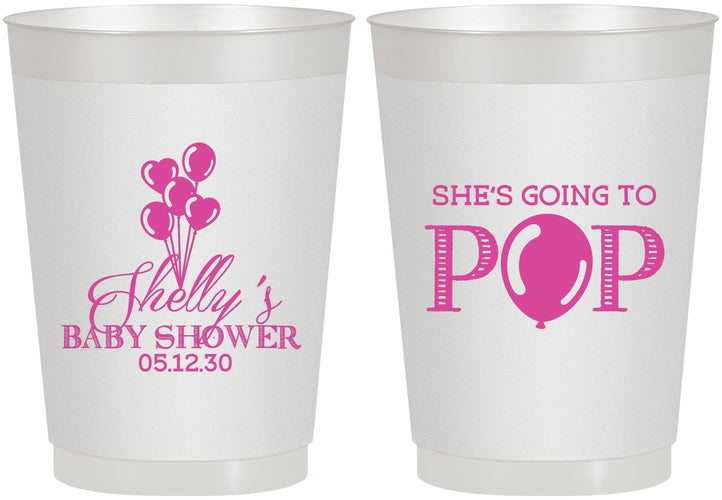 Personalized Baby Shower 10 oz Frosted Cups - Shes Going To Pop | 90157