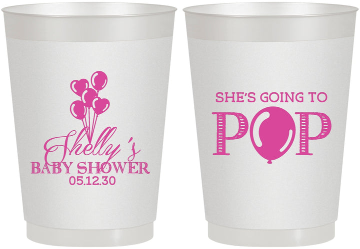 Personalized Baby Shower 10 oz Frosted Cups - Shes Going To Pop | 90157