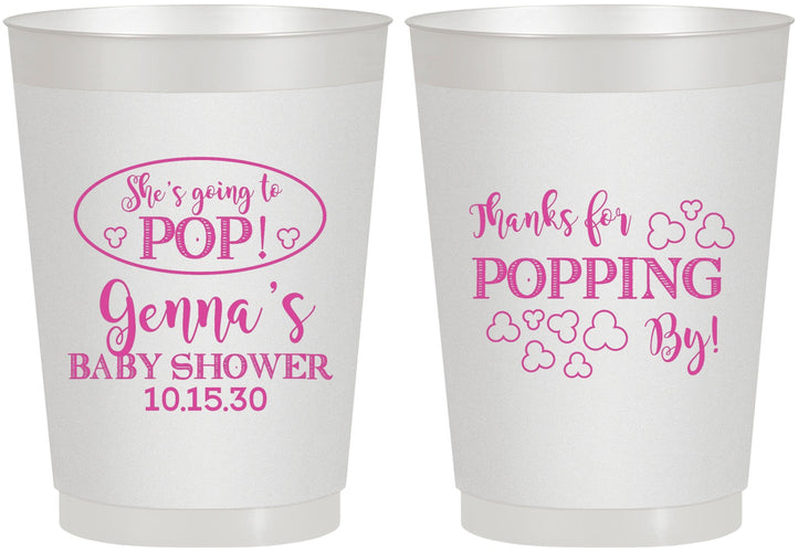 Personalized Baby Shower 10 oz Frosted Cups - Popping By | 90158