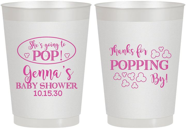 Personalized Baby Shower 10 oz Frosted Cups - Popping By | 90158