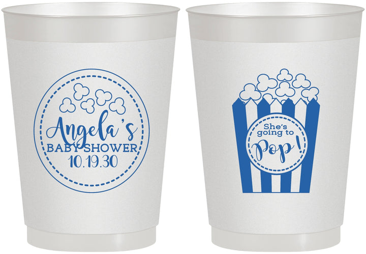 Personalized Baby Shower 10 oz Frosted Cups - Shes Going To Pop | 90159