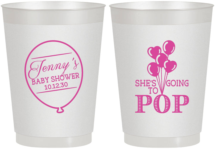 Personalized Baby Shower 10 oz Frosted Cups - Shes Going To Pop | 90160