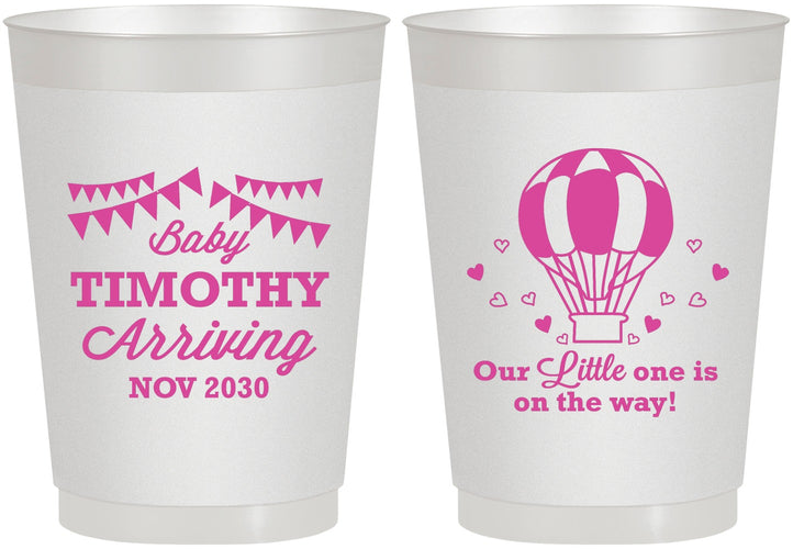 Personalized Baby Shower 10 oz Frosted Cups - Hot Air Balloon | 90162
