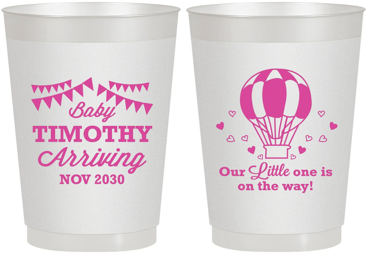 Personalized Baby Shower 10 oz Frosted Cups - Hot Air Balloon | 90162