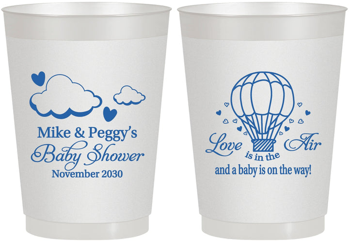 Personalized Baby Shower 10 oz Frosted Cups - Love Is In The Air | 90163
