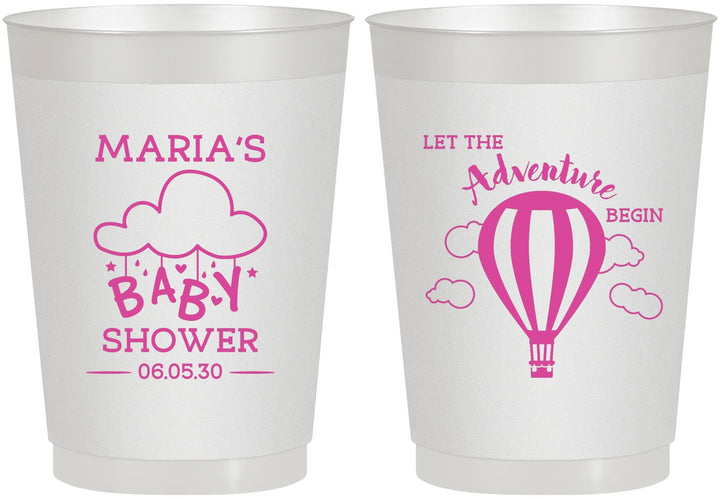 Personalized Baby Shower 10 oz Frosted Cups - Hot Air Balloon | 90164
