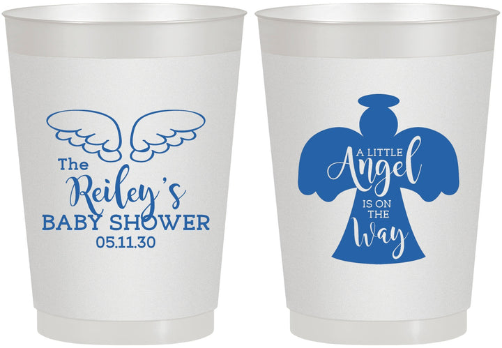 Personalized Baby Shower 10 oz Frosted Cups - Angel On The Way | 90165