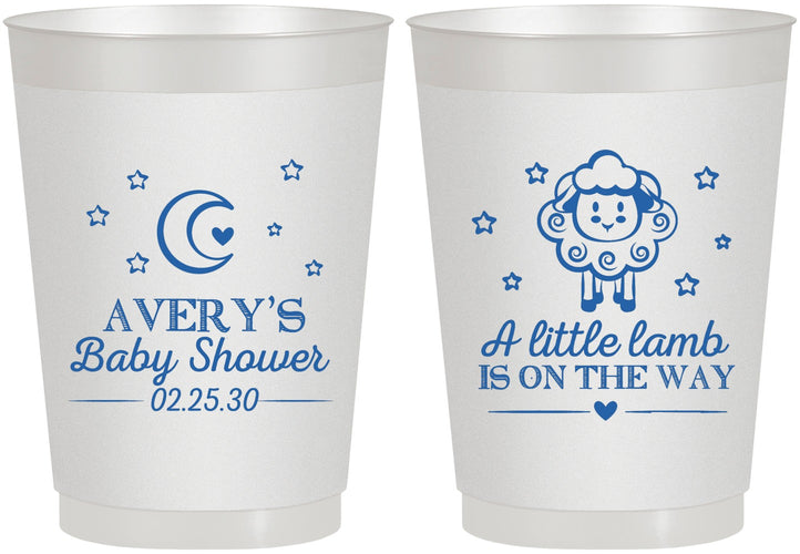 Personalized Baby Shower 10 oz Frosted Cups - Little Lamb On The Way | 90167
