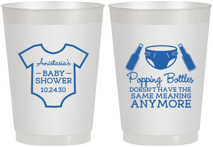 Personalized Baby Shower 10 oz Frosted Cups - Popping Bottles | 90169