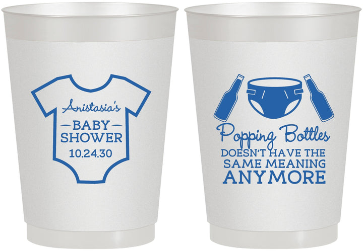 Personalized Baby Shower 10 oz Frosted Cups - Popping Bottles | 90169