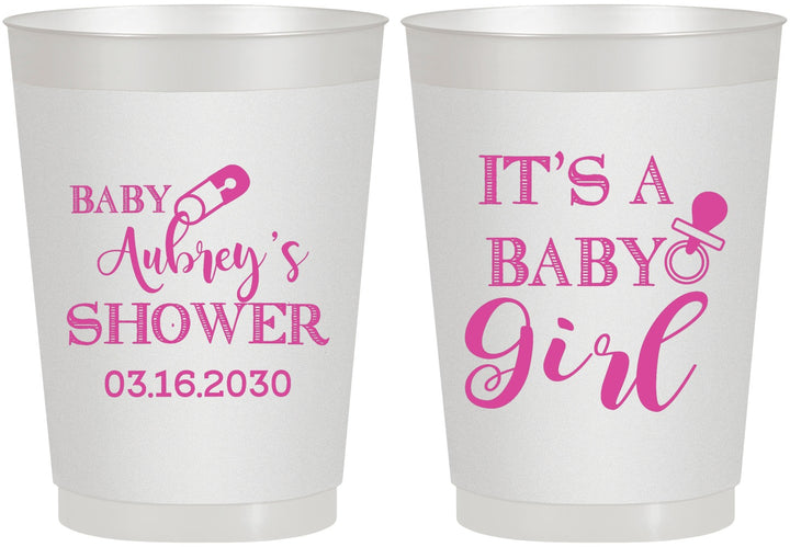 Personalized Baby Shower 10 oz Frosted Cups - Baby Girl | 90171