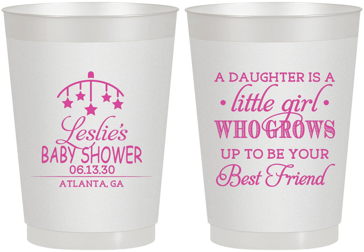 Personalized Baby Shower 10 oz Frosted Cups - Little Girls Best Friend | 90173