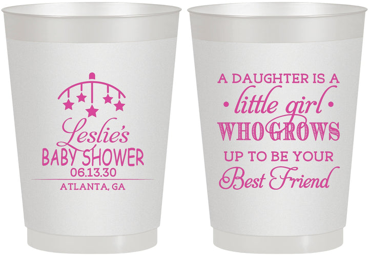 Personalized Baby Shower 10 oz Frosted Cups - Little Girls Best Friend | 90173