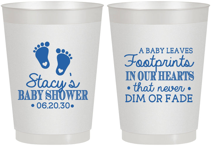 Personalized Baby Shower 10 oz Frosted Cups - Footprints | 90176
