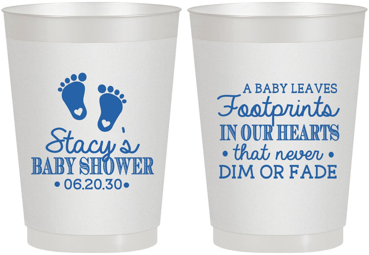 Personalized Baby Shower 10 oz Frosted Cups - Footprints | 90176