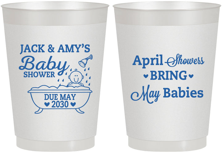 Personalized Baby Shower 10 oz Frosted Cups - April Showers May Babies | 90181