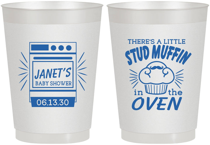 Personalized Baby Shower 10 oz Frosted Cups - Stud Muffin | 90182