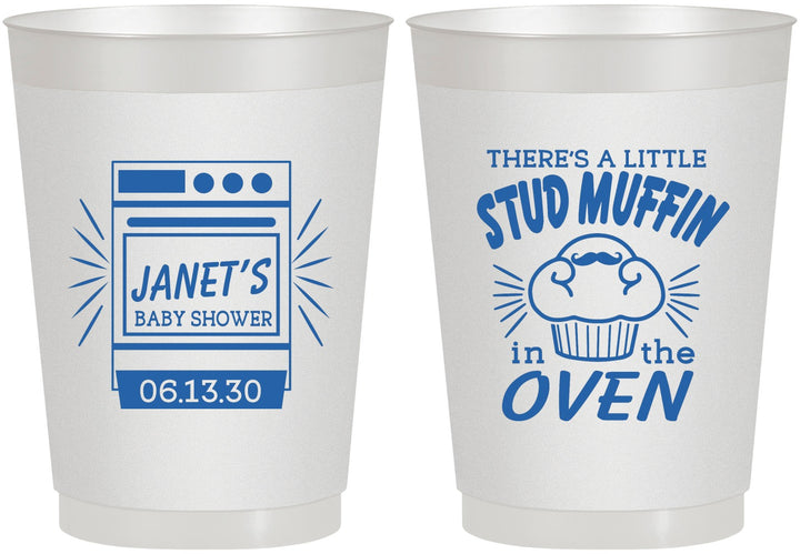 Personalized Baby Shower 10 oz Frosted Cups - Stud Muffin | 90182