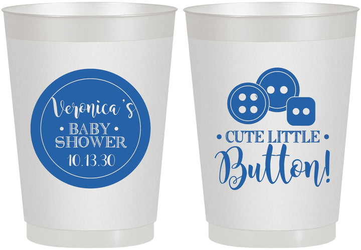 Personalized Baby Shower 10 oz Frosted Cups - Cute Little Button | 90189