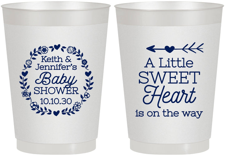 Personalized Baby Shower 10 oz Frosted Cups - Little Sweet Heart | 90195